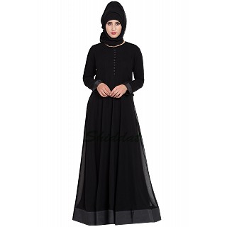 Designer double layered abaya- Black