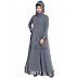 Designer double layered abaya- Grey