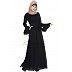 Black elegant abaya with a matching belt Black elegant abaya with a matching belt