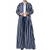 Striped front open abaya- Blue-White Striped front open abaya- Blue-White