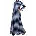 Striped front open abaya- Blue-White Striped front open abaya- Blue-White