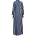 Striped front open abaya- Blue-White Striped front open abaya- Blue-White