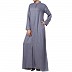 Casual front open abaya- Grey