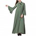 Designer abaya dress with frilled bell sleeves- Jade Green