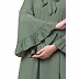 Designer abaya dress with frilled bell sleeves- Jade Green