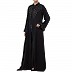 Premium Front open Nida abaya with handwork- Black Premium Front open Nida abaya with handwork- Black