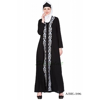 Front-open embroidery abaya 