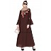 Embroidery abaya with bell sleeves- Brown Embroidery abaya with bell sleeves- Brown