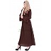 Embroidery abaya with bell sleeves- Brown Embroidery abaya with bell sleeves- Brown