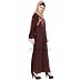 Embroidery abaya with bell sleeves- Brown Embroidery abaya with bell sleeves- Brown