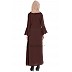 Embroidery abaya with bell sleeves- Brown Embroidery abaya with bell sleeves- Brown