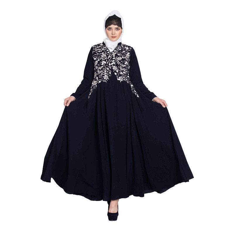Embroidery abaya online- Buy designer abaya with floral embroidery and ...