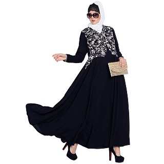 Designer abaya with embroidery and bead work