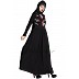 Embroidered abaya with pleated waistline Embroidered abaya with pleated waistline