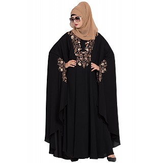 Embroidered designer kaftan abaya- Black