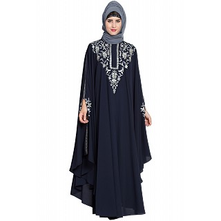 Premium embroidered Irani Kaftan- Navy Blue