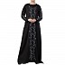 Front open Nida abaya with embroidery work- Black Front open Nida abaya with embroidery work- Black