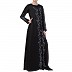 Front open Nida abaya with embroidery work- Black Front open Nida abaya with embroidery work- Black
