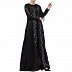 Front open Nida abaya with embroidery work- Black Front open Nida abaya with embroidery work- Black