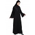 Front open abaya with embroidery work- Black Front open abaya with embroidery work- Black
