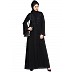 Front open abaya with embroidery work- Black Front open abaya with embroidery work- Black
