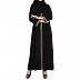 Front open abaya in Arabian fit- Black-Beige