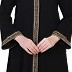 Front open abaya in Arabian fit- Black-Beige