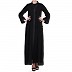 Front open abaya in Arabian fit- Black-Black