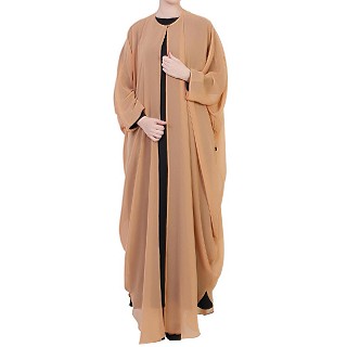 Georgette Cape with Nida abaya- Black-Sand