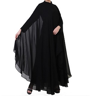 Georgette kaftan with an Inner abaya- Black