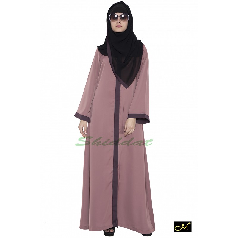 Abaya online- Buy Puce Pink color Islamic front open abaya 