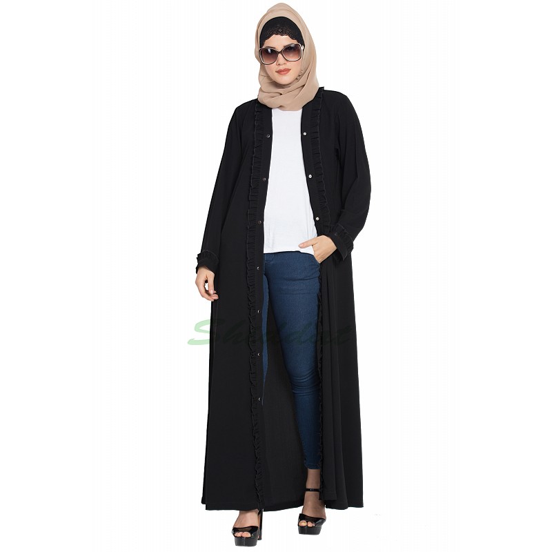 modern front open abaya