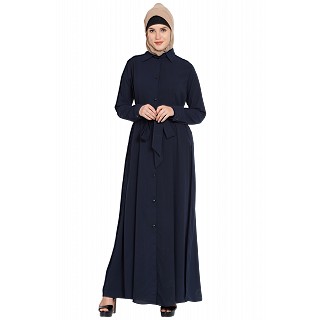 Long Cardigan Abaya- Navy Blue