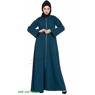 Front open Winter abaya- Midnight Blue