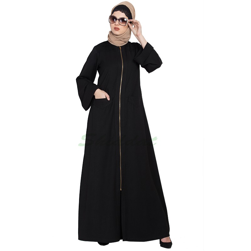 open front abaya black