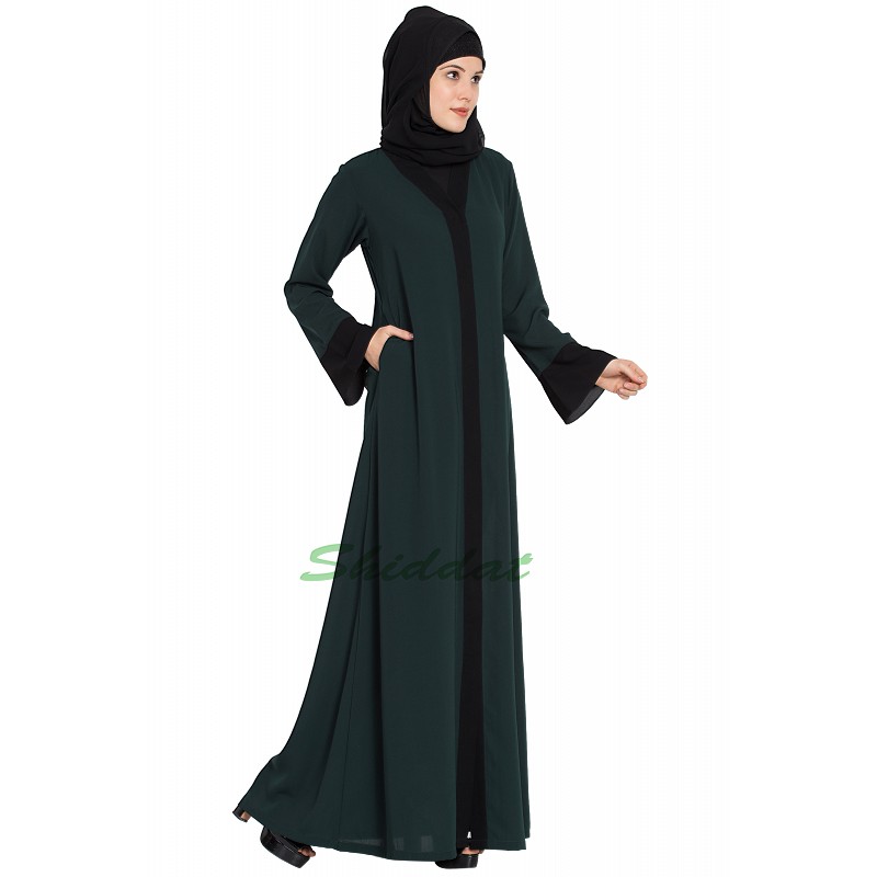 Abaya online Buy Green color Islamic front open abaya