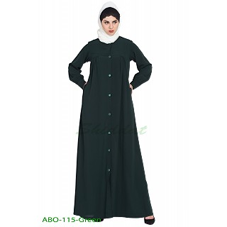 Front open casual abaya- Green