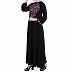 Embroidered umbrella dress abaya- Black