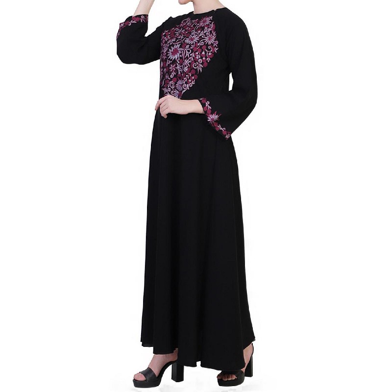 Embroidery abaya online Buy Umbrella abaya with floral embroidery work