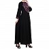 Embroidered umbrella dress abaya- Black