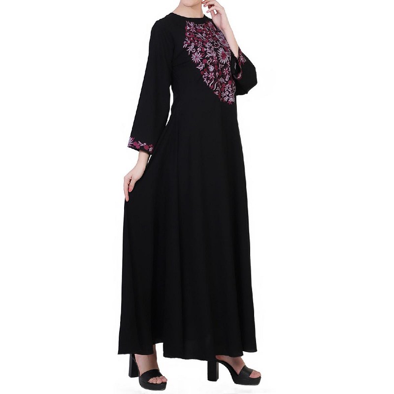 Embroidery abaya online Buy Umbrella abaya with floral embroidery work