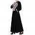 Embroidered umbrella dress abaya- Black-White Embroidered umbrella dress abaya- Black-White