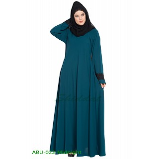 Umbrella abaya with lacework on sleeves- Teal