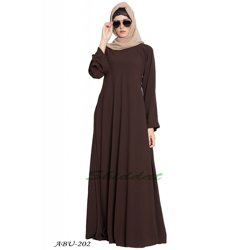 coffee-brown simple umbrella abaya 