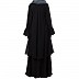 Double layered dress abaya with bell sleeves- Black