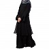 Double layered dress abaya with bell sleeves- Black