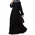 Double layered dress abaya with bell sleeves- Black