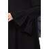 Double layered dress abaya with bell sleeves- Black