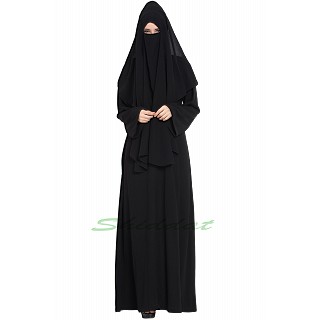 Burqa with 3 layers Niqab- Black