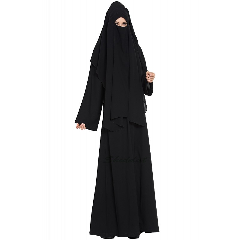 Burqa- Buy Black color Burqa with 3 layers Niqab at www.shiddat.com